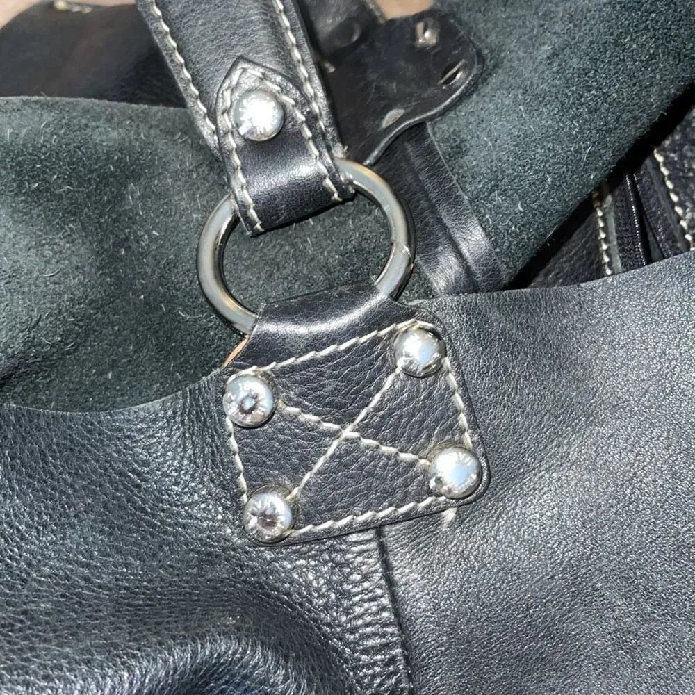 Faiez Halabi Buenos Aires Womens Pebbled‎ Leather Shoulder Hobo Bag Black Small